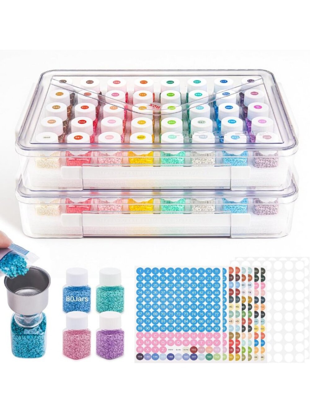 80 Slot Diamond Art Storage Containers - 20g Capacity, 2 Pack for Craft